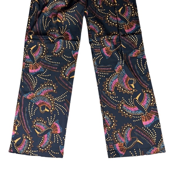 NWT House of Harlow 1960 Black Toucan Printed Satin High Waist Pants - 6 - Picture 4 of 11